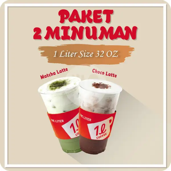 1 Matcha Latte Ice + 1 Choco Latte Ice | The Liter, Summarecon Bekasi
