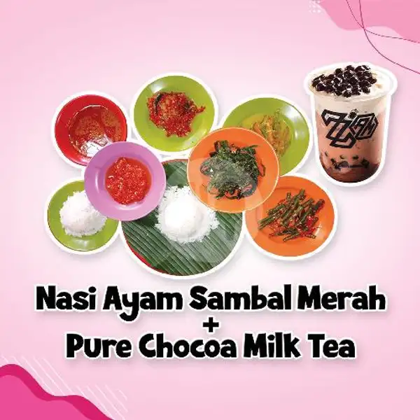 Nasi Ayam Sambal Merah + Pure Chocoa Milk Tea | Berkah Zam-Zam, DR Mansyur