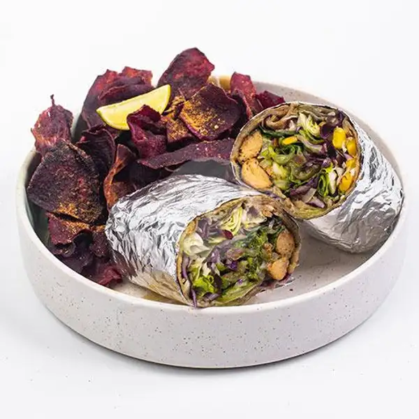 Max's Chick'n Caesar Salad Wrap | BURGREENS - Healthy, Vegan, and Vegetarian, Menteng