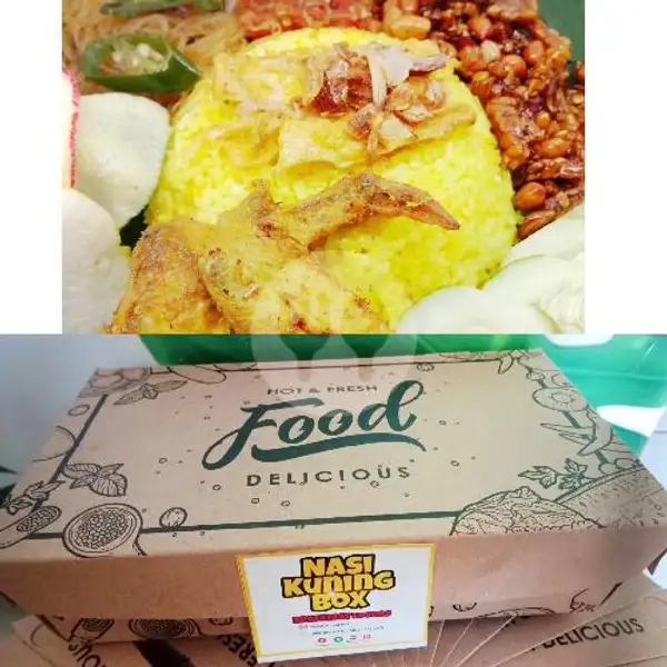 Nasi Kuning + Ayam Goreng ( Kemasan Box Dus Paper ) | Nasi kuning Box