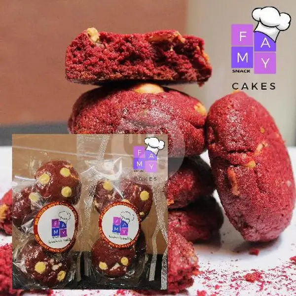 5 Pcs Red Velvet White Cookies | Famy Snack, Tiban