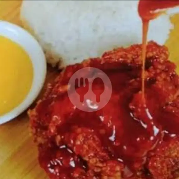 Paket Geprek Fire Chicken + Saus Keju Free Air Mineral | Rumah Jajanan Zahra, Pulo Jahe