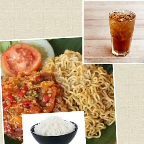 Ayam Geprek Sambal Terasi + Nasi + Indomie Goreng + Teh Manis Dingin | Ayam Penyet Amora Jl.pintu Air 2