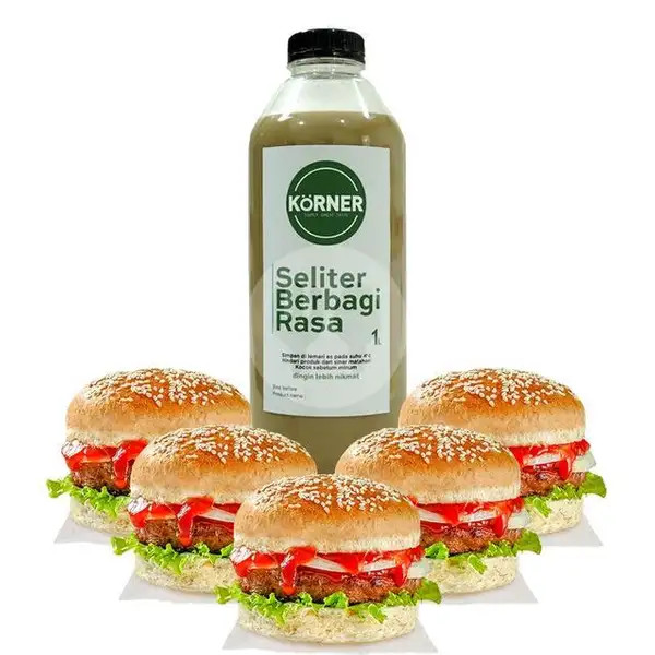 Combo WFH 5 Burger + Kopi Gula Aren 1 Liter | Circle K, Pantai Lebih (Korner)