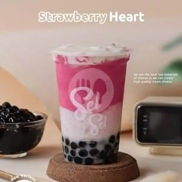 Strawberry Heart + Bubble | Sel-Sel Cheese Tea Laban