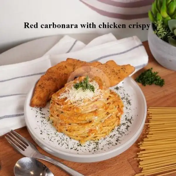 Red Carbonara Chicken Crispy | Bittersweet By Najla, Depok