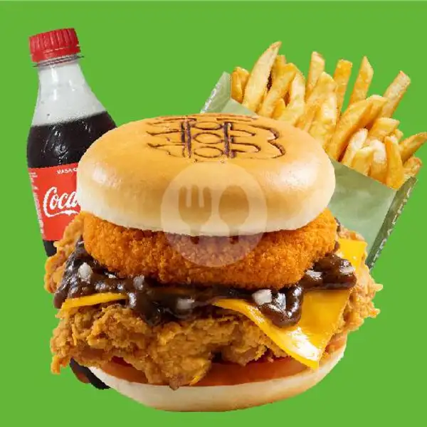 Vegas Chicken Burger  + Traffic French Fries + Cola | Traffic Bun, Cut Meutia Bekasi
