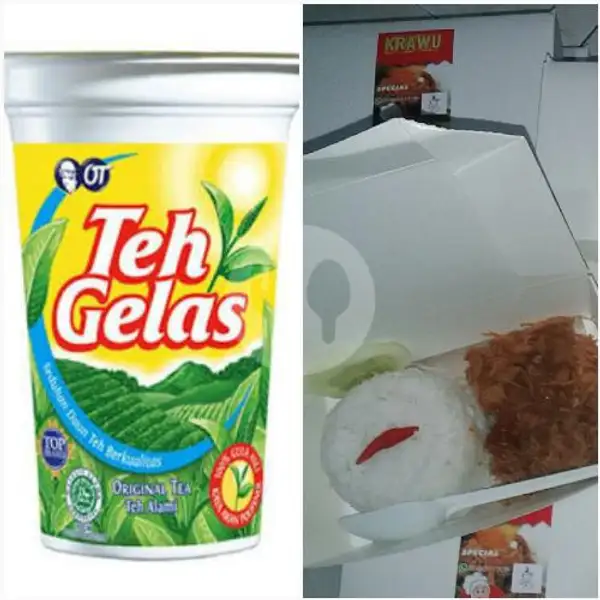 Paket Krawu Bento + Teh Gelas | Sego Krawu Kedai E-5, Sukolilo