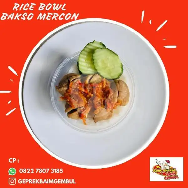 Rice Bowl Bakso Mercon | Ayam Geprek Baim Gembul, Hanoman