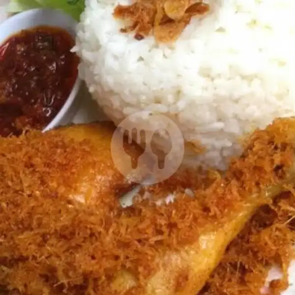 Ayam Goreng Serundeng Paha + Nasi | Fried Chicken Geprek Alviko