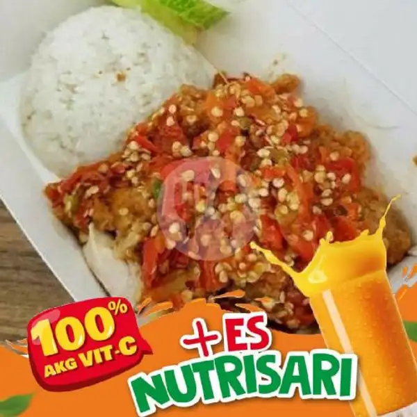 Paket Nasi Uduk Ayam Geprek + Es Nutrisari | Nasi Kuning, Nasi Kebuli & Nasi Uduk Bang Ardy