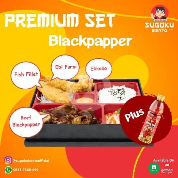 Premium Beef Set Blackpapper+ Teh Pucuk | Sugoku Bento, KH Wahid Hasyim