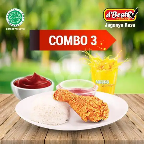 Combo3 (1 Sadas Paha Bawah, 1 Nasi, 1 Orange/Lemon Tea) | D'BestO, Pasar Pucung