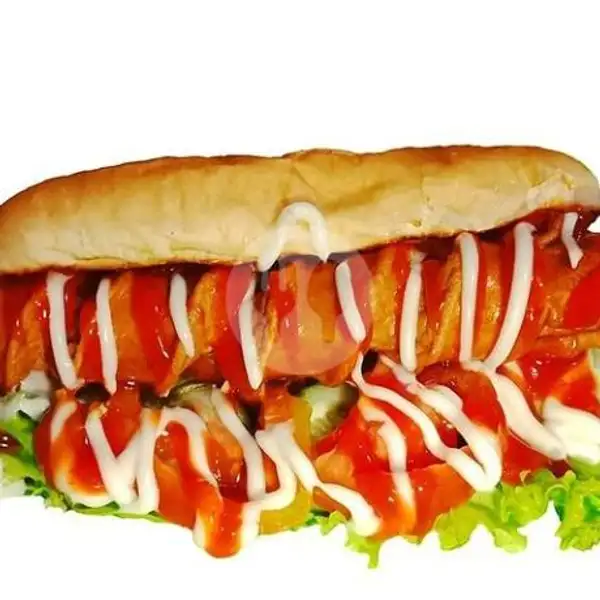 Hotdog Spesial Beef Ukuran Sedang | Seafood Jontor Nia, Mulyorejo