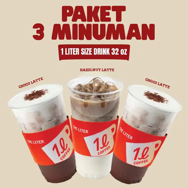 2 Choco Latte Ice + 1 Hazelnut Latte Ice | The Liter, Summarecon Bekasi