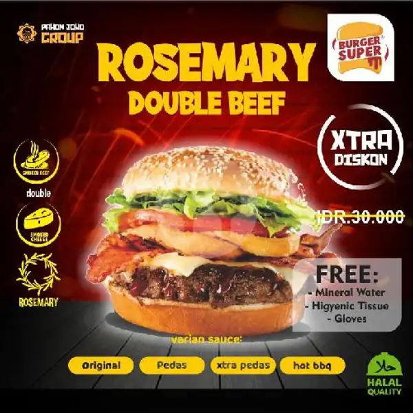 BURGER ROSEMARY DOUBLE BEEF ( free Drink, Tissue, Gloves) | BURGER SUPER