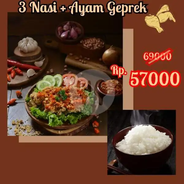 3 Paket Nasi + Ayam Geprek | Ayam Geprek Tiara