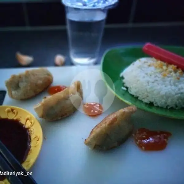 rice with gyoza and sausage | Waroeng 'Rela Rasah', Bekasi Utara