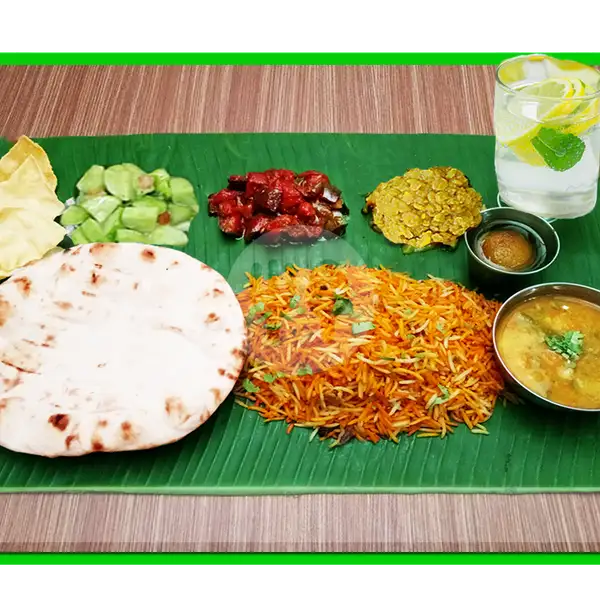 Banana Leaf Combo Set (Chicken Tandoori + Mutton) | Prabhu Curry House, Prabudimuntur