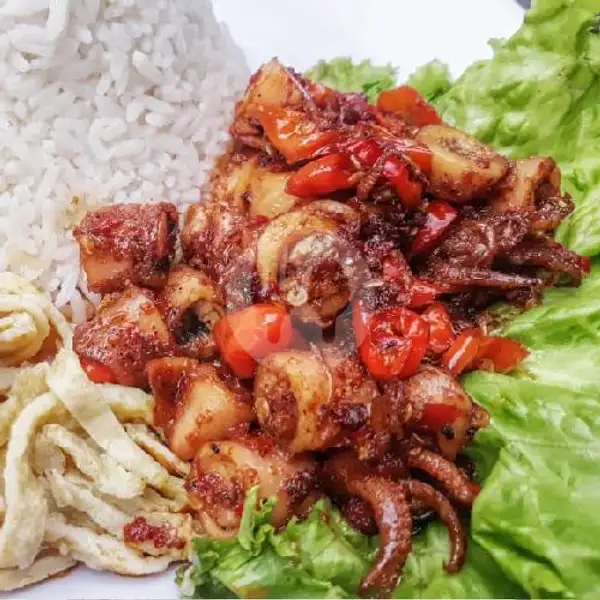 Rice Blushing Salted Squid | Ayam Paru Cumi Mercon Nonie Kitchen, Aceh