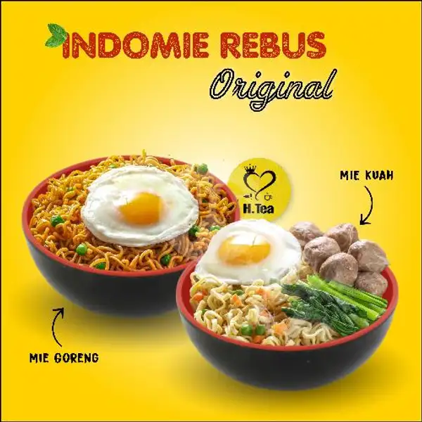 Indomie Rebus Goreng / Kuah Original + Telur | H-tea Kalcer Crunch