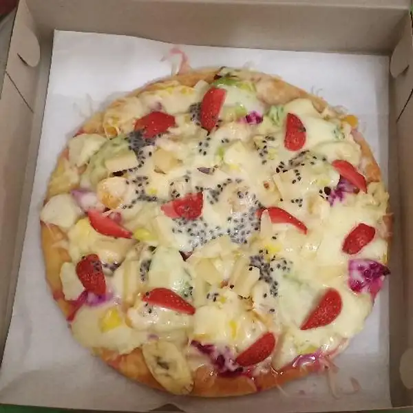 Pizza Fruit Small 6 Potong Keju Mozarella | Pizza Indi, Temu Putih