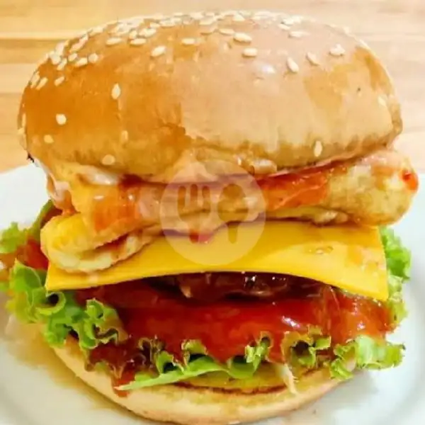 CHIKEN BURGER +TELUR+KEJU | Kebab Dan Burger Yomaan, Pamijahan