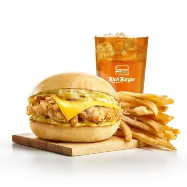 Combo Fries Rich Burger - Chicken | Richeese Factory, Depok