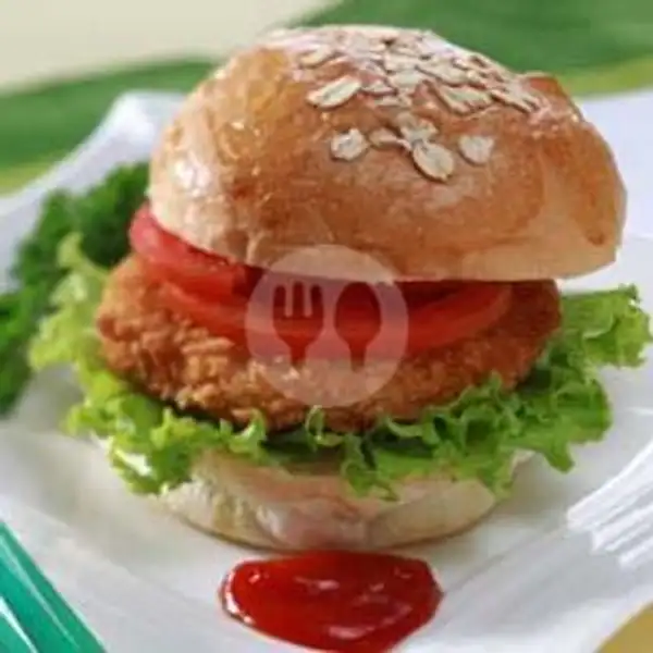 Paket Burger Chicken Crispy (Burger+fried Fries) | Dapur Ayam & Roti Bakar Evelyn, Sawangan