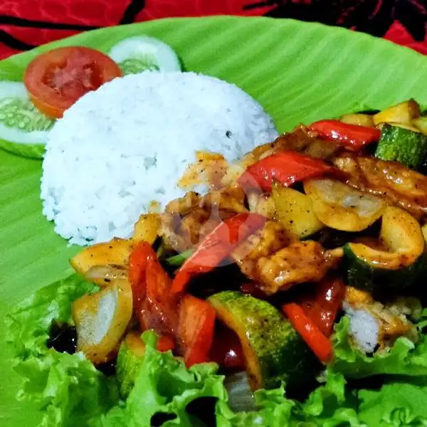 Nasi Ayam Lada Hitam | Salad Buah MaeMayoMelon