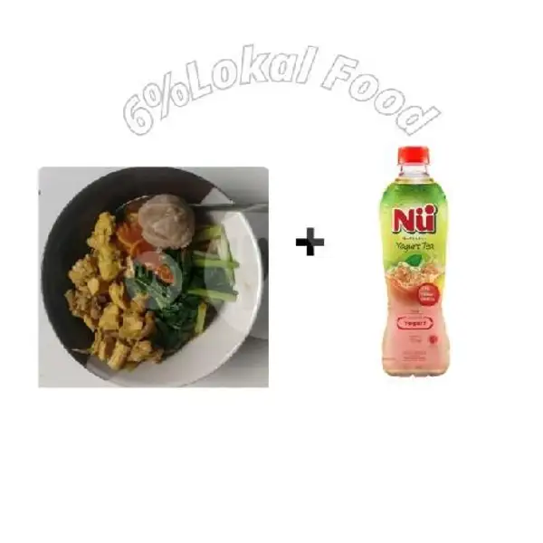 Mie Ayam Bakso Kecil + NU Green Tea Yoghurt | 6% Lokal Food