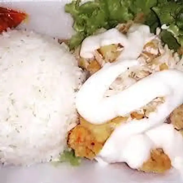 Nasi + Ayam Geprek Jumbo Dada Mayonaise + Sambal Lalapan | Ayam Geprek Farish, Tlogosari Kulon