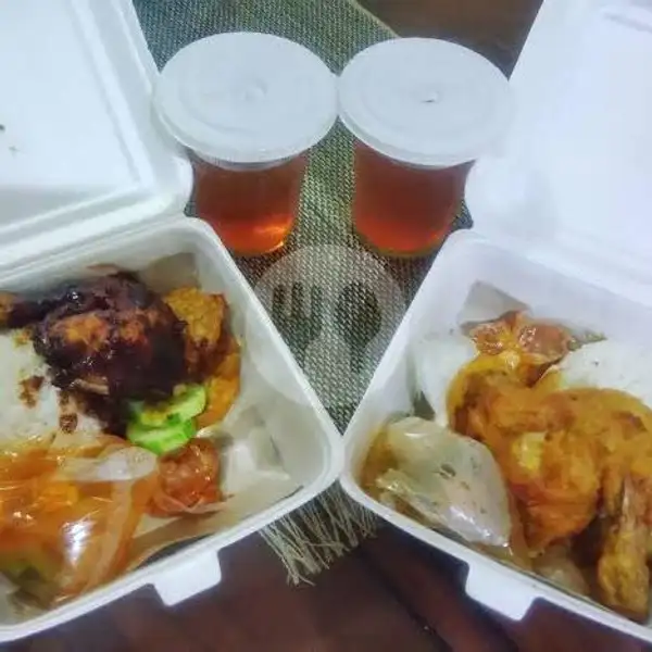 Nasi Ayam Goreng  Dada/paha Srundeng + Es Teh | Kedai Rizki, Guntur