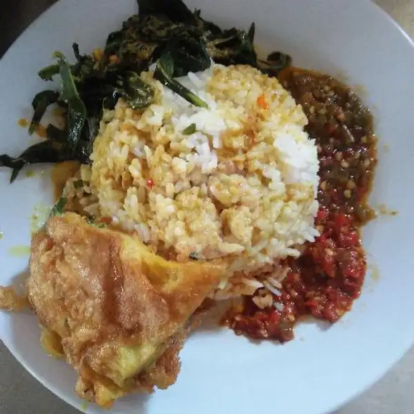 Nasi Telur Dadar + Kuah + Sayur + Sambal | Masakan Padang Sari Raso Murah Meriah, Genteng Biru