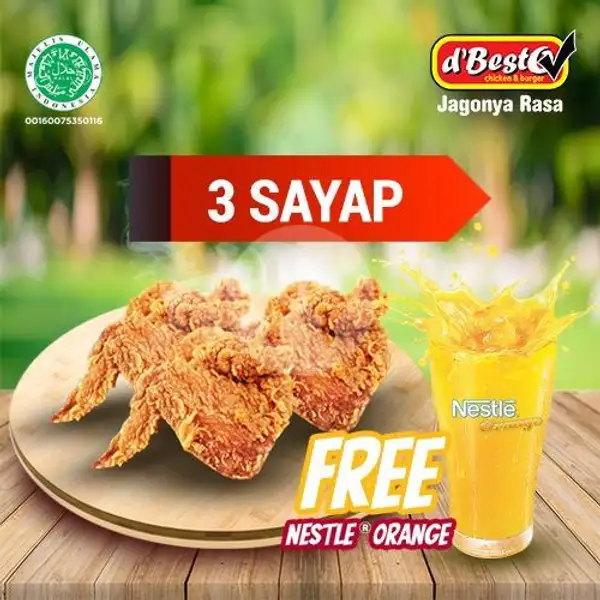 3 Ayam Sayap Original Free Nestle Orange | D'BestO, Pasar Pucung