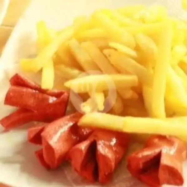 Friench Fries & Sausage Bratwurst Mozarella Cheese | STEAK & SOFT DRINK ALA R & T CHEF