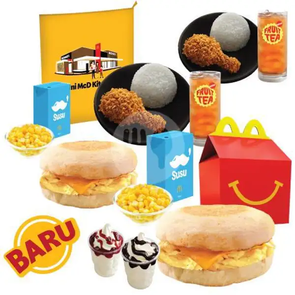 Family Weekend Breakfast Berempat HM Egg & Cheese Muffin dan Board Game (Ayam Krispy McD) | McDonald's, Manyar Kertoarjo Surabaya