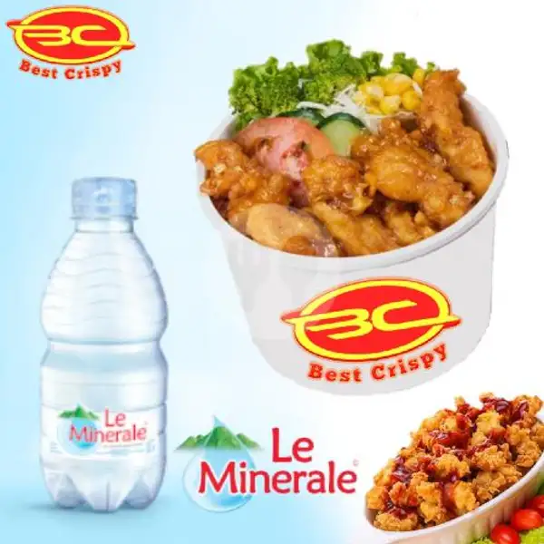 BeramalLeminerale  Paket Le Minerale 330mL x Chicken Crispy Rice Bowl Saos BBQ Level 3 | Hot Crispy 