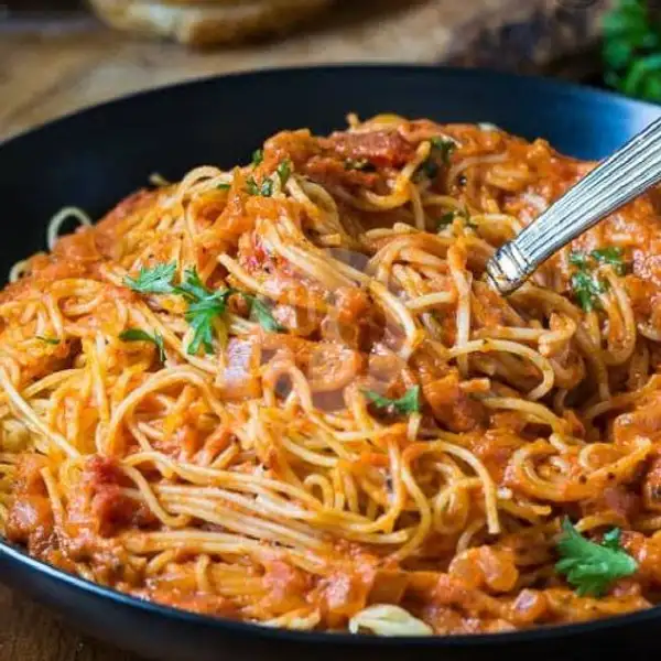 spaghetti with  sauce Barbeque | Tingki Rice Box Take Away, Penjaringan