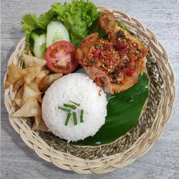 Ayam Geprek+nasi+Kerupuk Pangsit+salad | GEPREK BERDUA