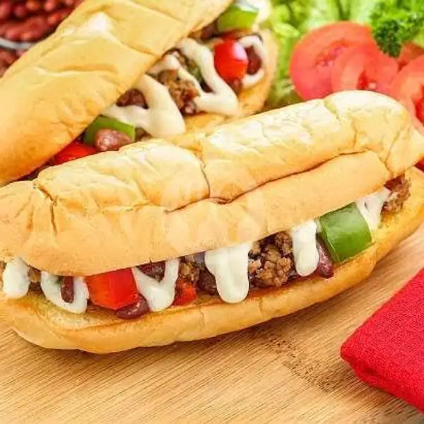 Hotdog (Sosis Jumbo+Keju + Daging) | Hotdog Mozarela Kita, Tampan