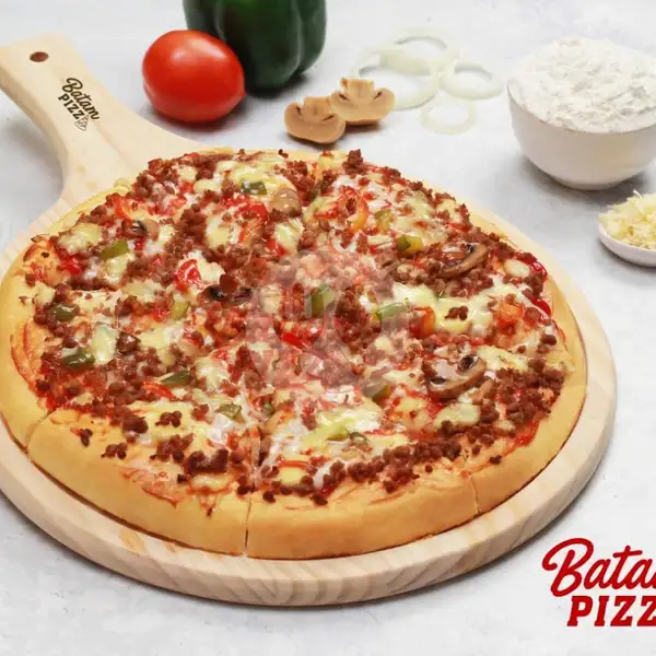 Beef Mushroom Pizza Premium Large 30 cm | Burger Ramly / Batam Burger, Bengkong Cahaya Garden