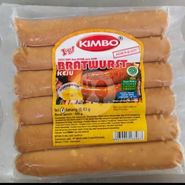 Kimbo Bratwurst Keju Jumbo isi 6 | Rafan Frozen Food