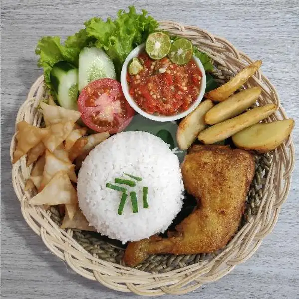 Lalapan Ayam+nasi+wedges Potato | GEPREK BERDUA