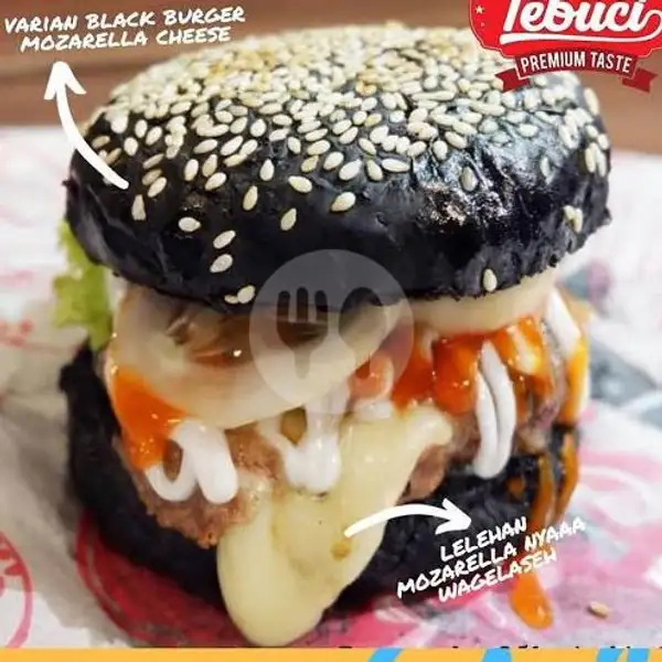 Black Burger +Telur+ Daging Sapi + Mozarella+ Sayuran | Hotdog Mozarela Kita, Tampan