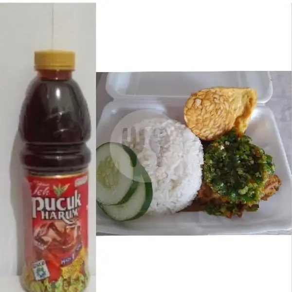 Paket PUAS Nasi Ayam Geprek Cabe Ijo + Teh Pucuk | DAPOER NANG'YA