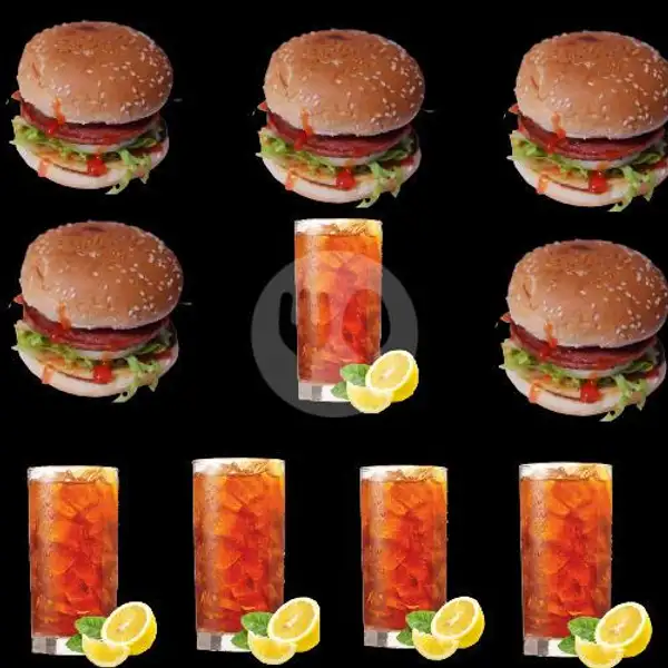 5 Burger Beef + 5 Minuman | Spaghetti LodoksFood, Cilendek