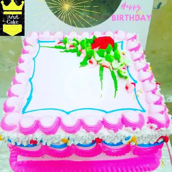Kue Ulang Tahun Tar Pink Kotak, Uk: 20x20 | Kue Ulang Tahun ARUL CAKE, Pasar Kue Subuh Senen