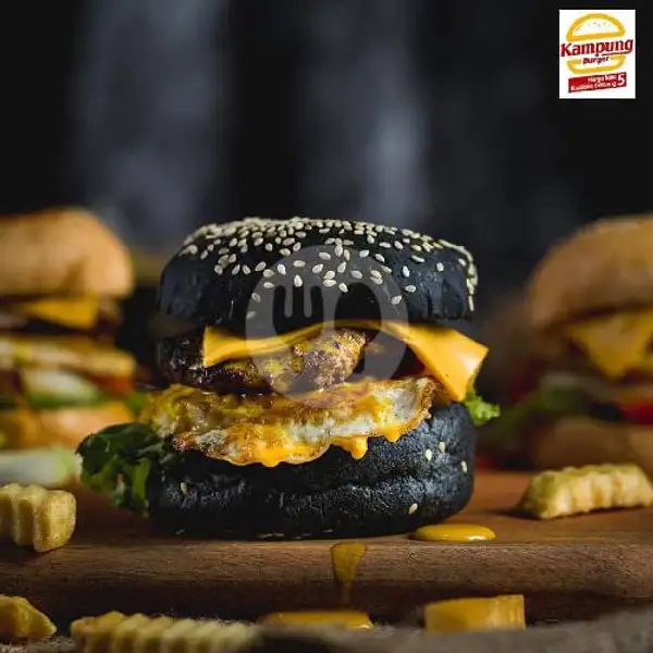 Black Beef Burger - Special | Kampung Burger Kembangan - kampungburger.id, Kembangan