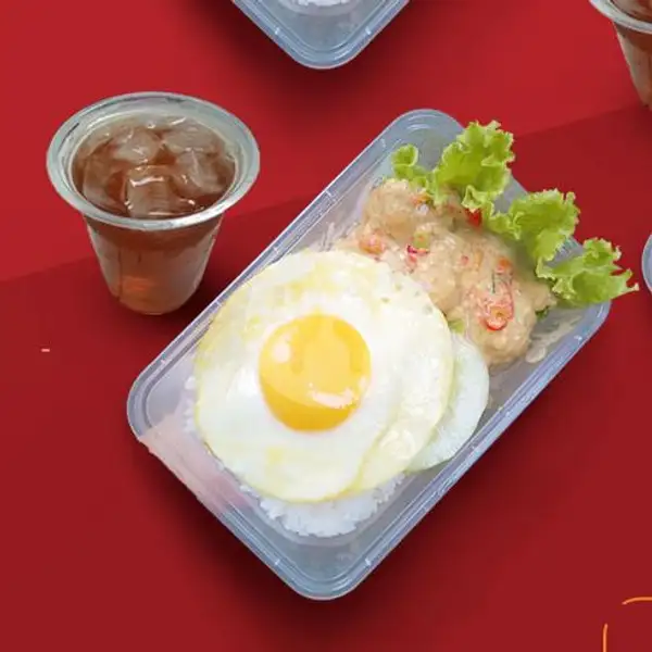 Extra Pop Spicy Salted Egg + Telur Mata Sapi + Ice Tea | Chicken Troops, Penanggungan